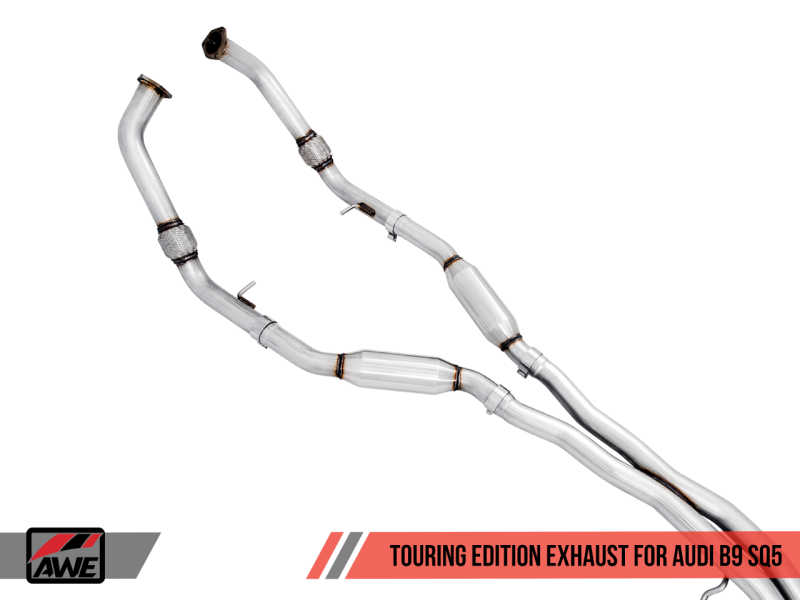 AWE Tuning Audi B9 SQ5 Non-Resonated Touring Edition Cat-Back Exhaust - No Tips (Turn Downs)