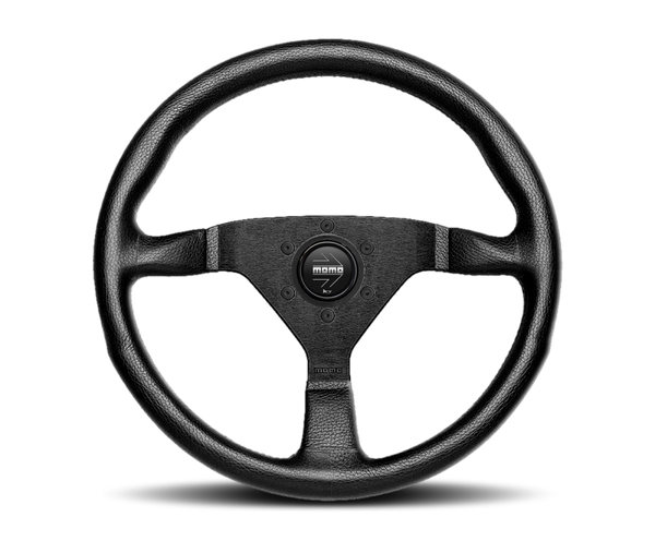Momo Montecarlo Steering Wheel 350 mm - Black Leather/Red Stitch/Black Spokes