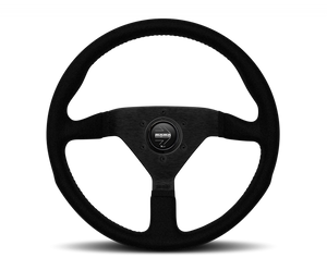 MOMO 3-Spoke Monte Carlo Series Alcantara Leather Steering Wheel with Black Stitch MCL35AL1B