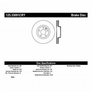 Centric Premium 03-18 Porsche Cayenne Front Right CRYO-STOP Rotor