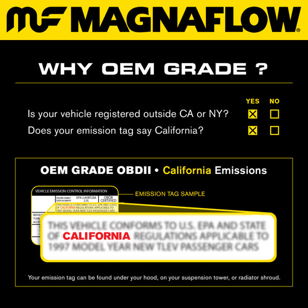 MagnaFlow Conv Univ 2in Inlet/Outlet Ctr/Ctr Round 9in Body L x 5.125in W x 13in Overall L 49 State