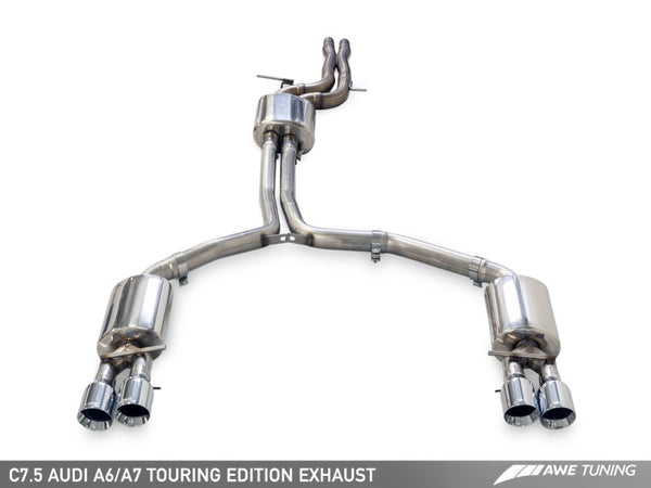 AWE Tuning Audi C7.5 A7 3.0T Touring Edition Exhaust - Quad Outlet Diamond Black Tips