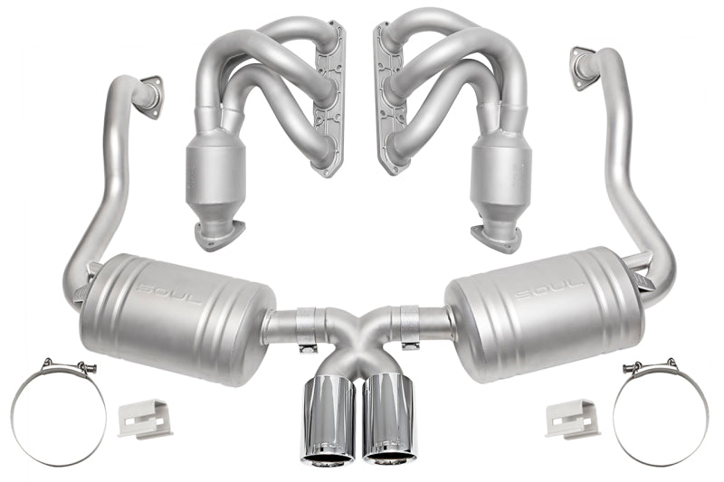 SOUL 00-04 Porsche 986 Boxster Street Exhaust Package - Polished Chrome Double Wall Tips