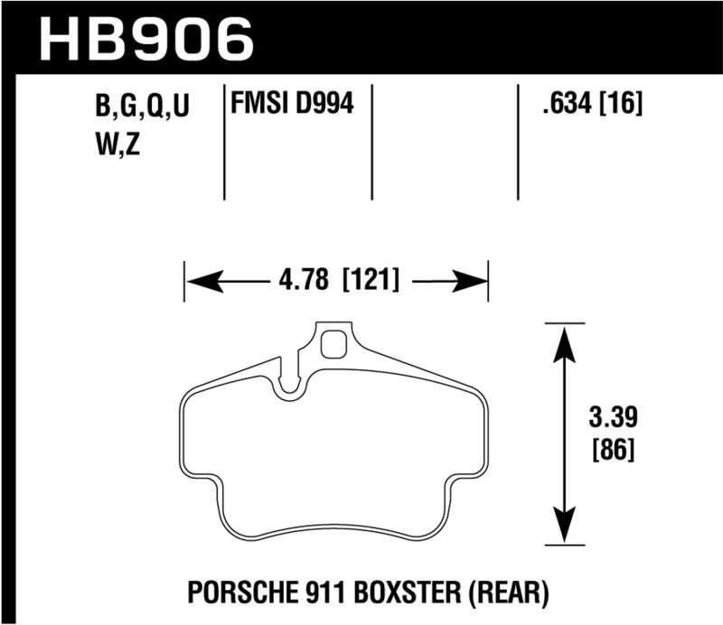 Hawk 2020 Porsche 718 Boxster 2.0L Base Ceramic Composite Brakes Rear ER-1 Brake Pads